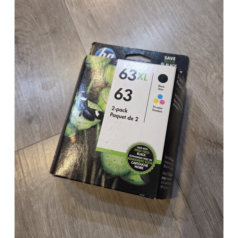 New HP 63XL Black + Tri Color Ink Cartridge 2 Pack‎ Expired 2021